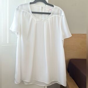 SOUP Korean White Shortsleeve Flowy Blouse